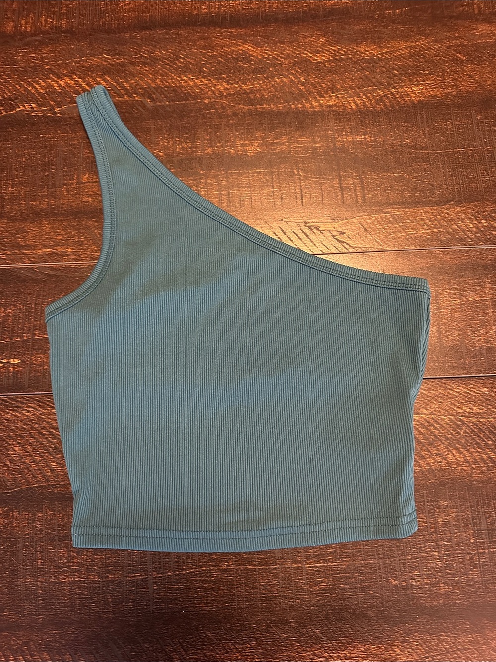 SHEIN One-Shoulder Ribbed Crop Top in Teal